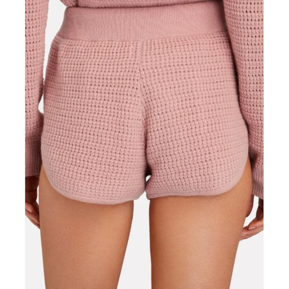 Madeleine‎ Thompson Womens Anzere Cashmere Knit Shorts Dusty Pink Size Small NWT